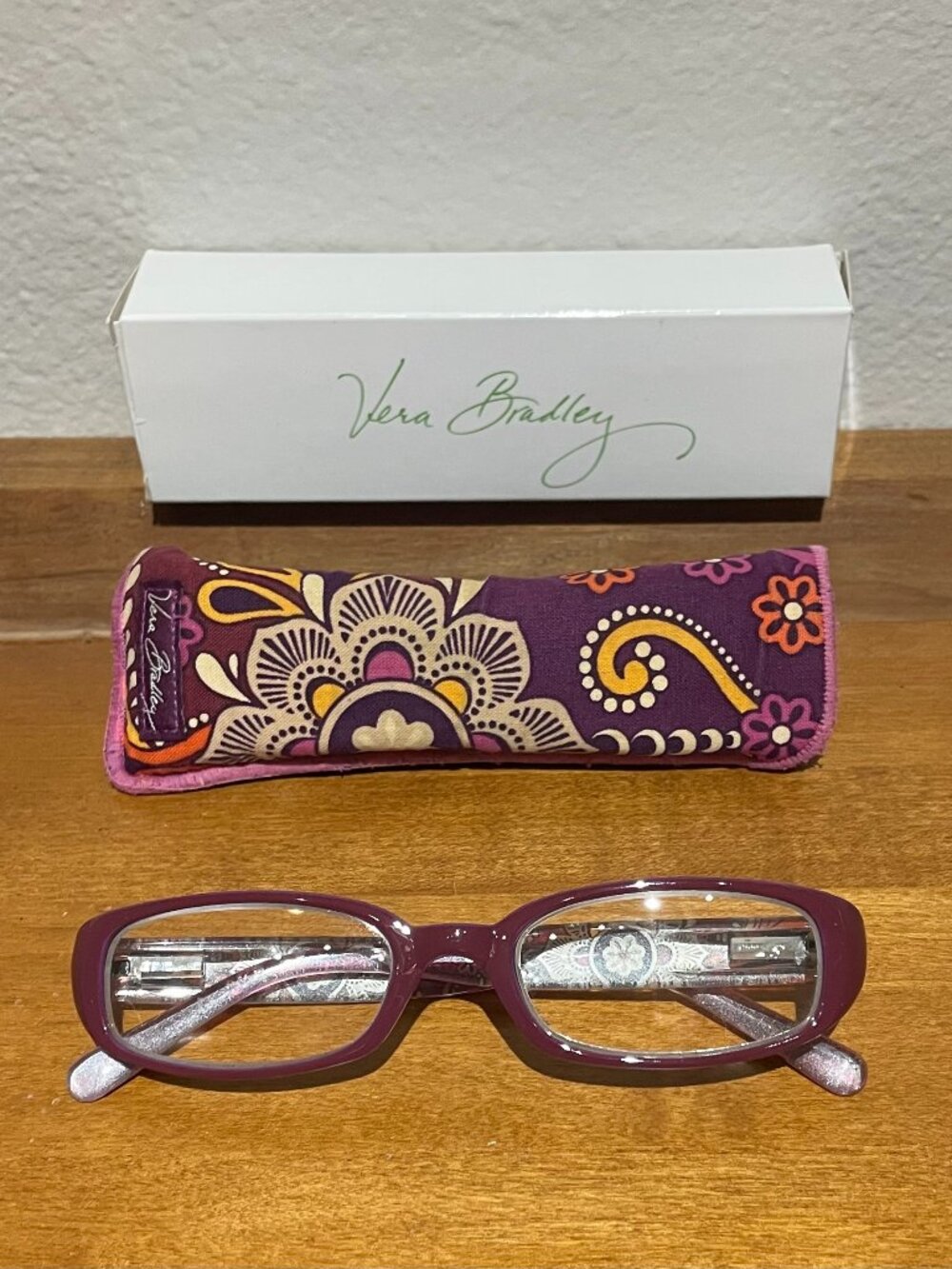 Vera Bradley Reading Glasses AMANDA Readers +2.50 Power “Dark Demi” with Case